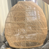 Boho Rattan Kuppel-Deckenleuchte – Handgeflochtenes Diamantmuster-Design für Wohnräume 