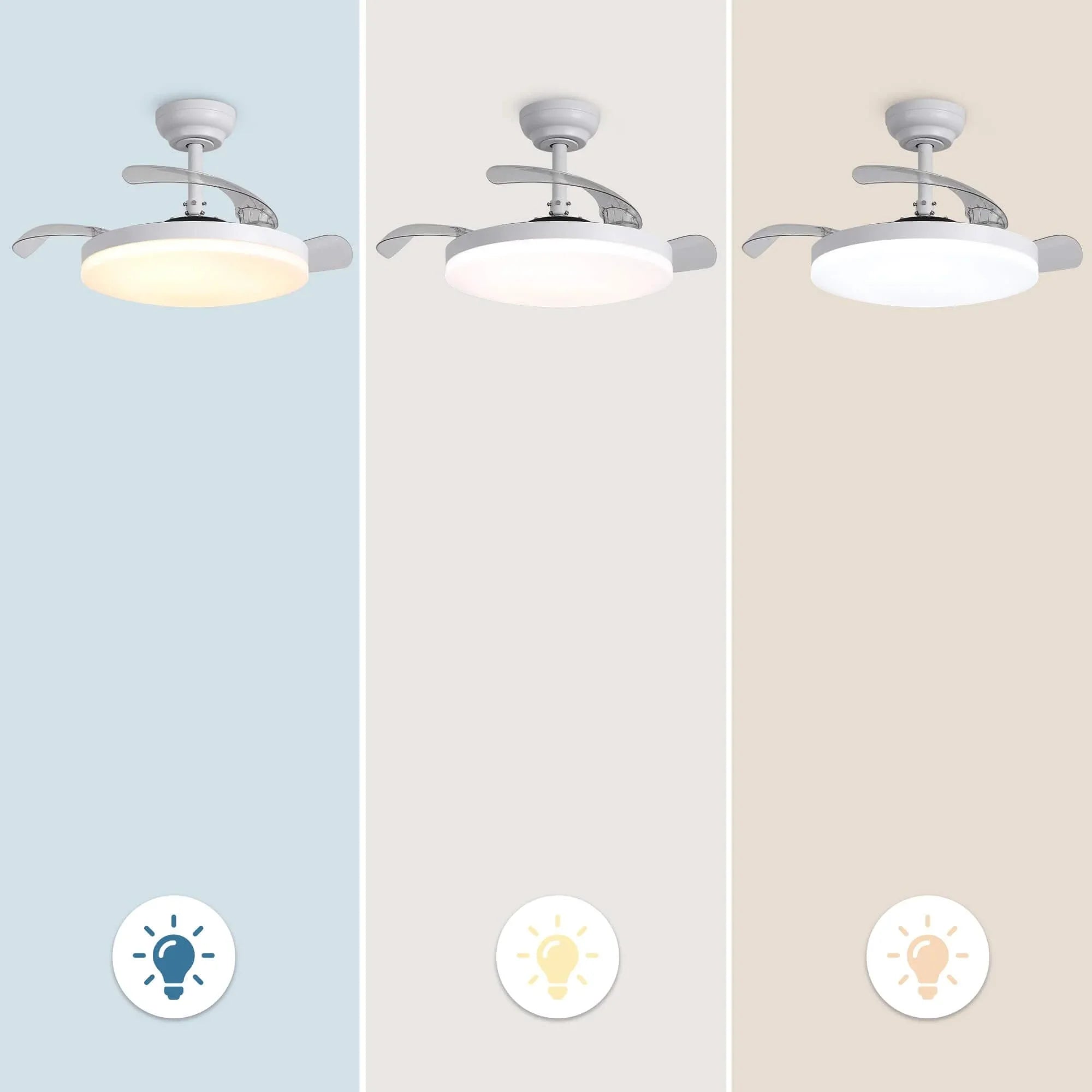 Raydon Ultra-Quiet DC Motor Ceiling Fan Ø106 cm with Retractable Blades and LED Light