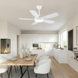 Ella Silent Deckenventilator Weiß 106 cm (42”) mit 5 Flügeln und LED-Licht 