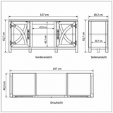 Silvara 147 cm/58" ingebouwde elektrische openhaard-tv-standaard met gesloten opbergruimte, opbergkast met verstelbare planken, geschikt voor tv's tot 65" 