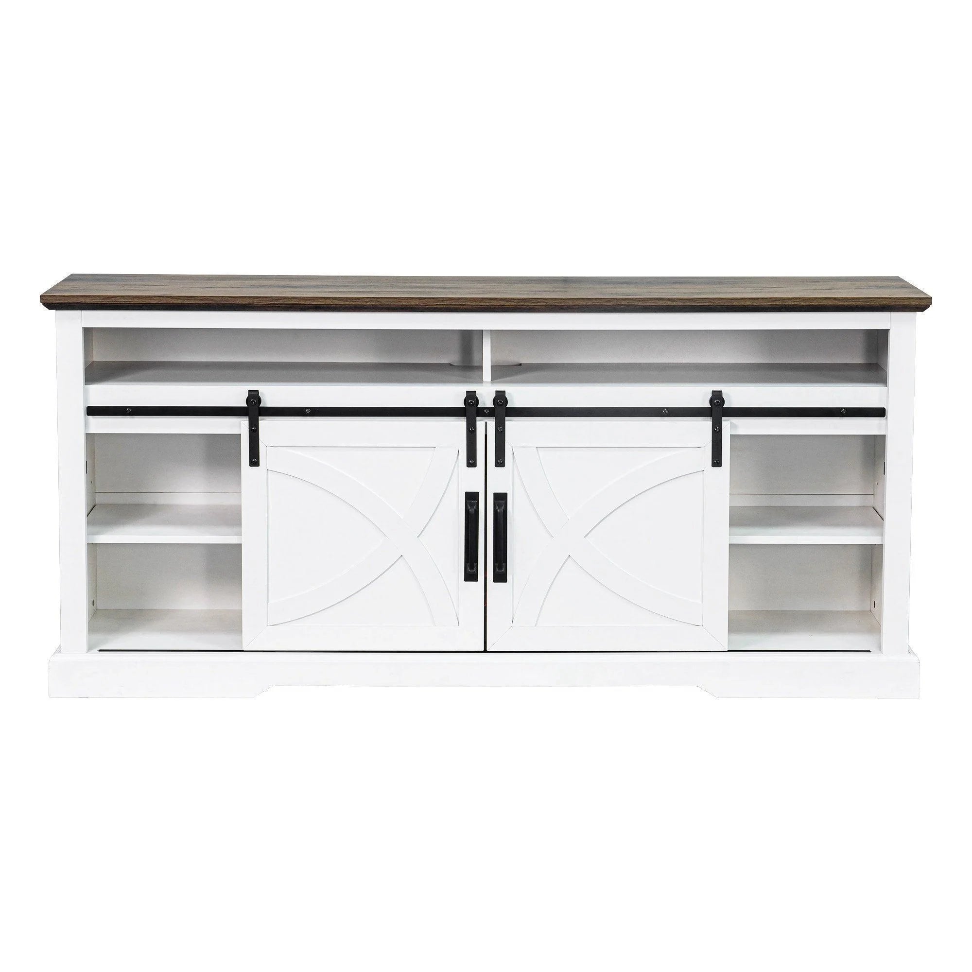 173cm/68" Bauernhaus-TV-Ständer mit 23" eingebautem Elektrokamin 