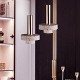 Pendelleuchte aus Naturmarmor mit Aluminiumsockel und LED-Deckenleuchte 