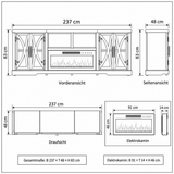 Ashford 93"/236cm witte tv-standaard met opbergkasten en 36"/91cm elektrische haard