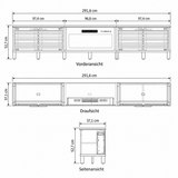 Noxen 115''/292cm tv-meubel voor de woonkamer met 36''/91cm ingebouwde elektrische haard