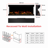 106 cm 42"/127 cm 50" JIYC Media Wall Electric Fire with 13 Flame Colors Built-In Electric Fire with Remote Control 750/1500W