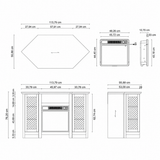 Qubeco 114 cm/45" hoek-tv-standaard met elektrische haard consoletafel met 2 metalen gaasdeuren 