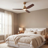 Louise Soft Brass Ceiling Fan 142cm (56") with LED Light and 100% Solid Wood Blades
