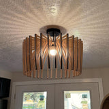 Handgefertigte Pendelleuchte aus Holz im Mid-Century-Modern-Stil 