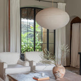 DIXON Oval Ø 60 cm Linen Pendant Light Scandinavian Japandi Natural Lighting Fixture