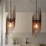 Handmade Scandinavian Wood Pendant Light for Kitchen Island