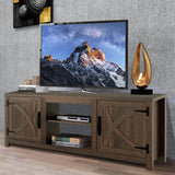 147cm Brown TV Stand with Closed Storage, Storage Cabinet with Adjustable Shelves, Fits Up to 65" TVs