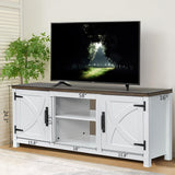 147cm White TV Stand with Closed Storage, Storage Cabinet with Adjustable Shelves, Fits Up to 65" TVs