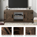 147cm Brown TV Stand with Closed Storage, Storage Cabinet with Adjustable Shelves, Fits Up to 65" TVs