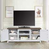 147cm White TV Stand with Closed Storage, Storage Cabinet with Adjustable Shelves, Fits Up to 65" TVs
