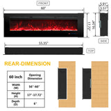 1524mm 60" EF60R Built-In Electric Fire Hole in the Wall  Electric Fire with 13 Flame Colors