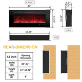 1067mm 42" EF42R Built-In Electric Fire with 13 Flame Colors Wall Mounted Electric Fire 750/1500W