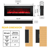 1270mm 50" EF50R Wall Mounted Electric Fire Built-In Electric Fire with 13 Flame Colors 750/1500W