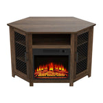 114cm/45" Corner TV Stand with Electric Fire Console Table with 2 Metal Mesh Doors