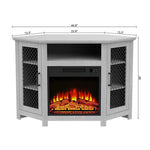 114cm/45" Corner TV Stand with Electric Fire Console Table with 2 Metal Mesh Doors