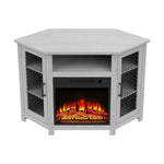 114cm/45" Corner TV Stand with Electric Fire Console Table with 2 Metal Mesh Doors