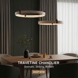 Elegante Pendelleuchten aus Travertin, Ø 40 cm, LED-Deckenleuchte aus Naturstein 