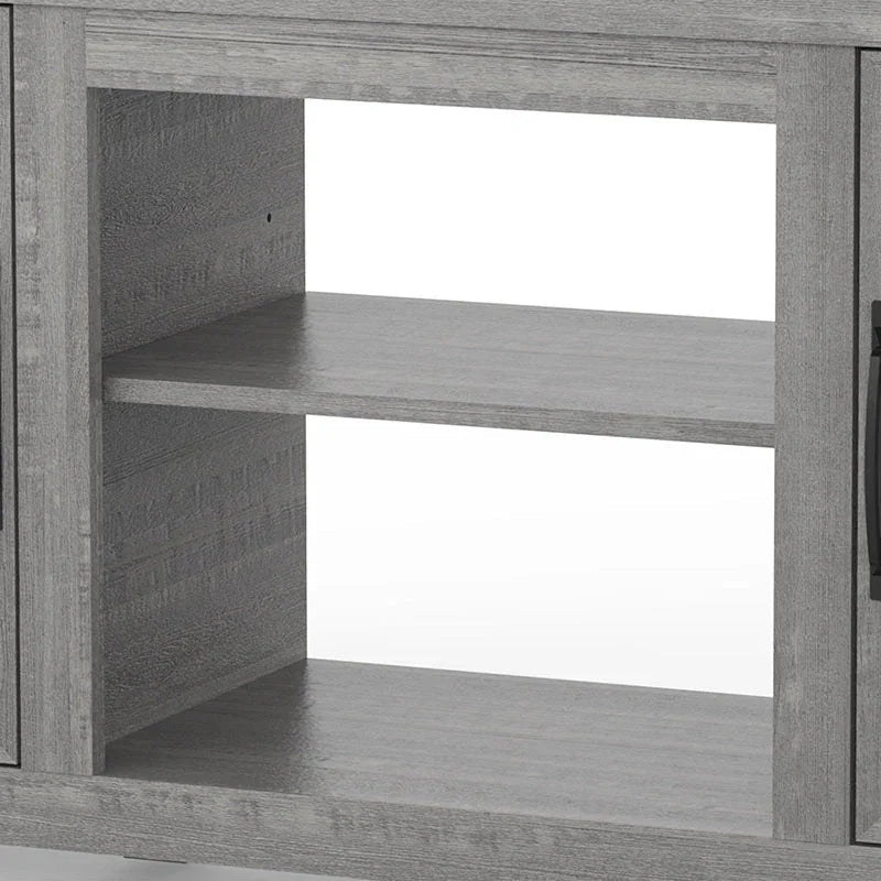 147cm/58" Grey TV Stand with Closed Storage, Storage Cabinet with Adjustable Shelves, Fits Up to 65" TVs