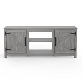 147cm Grey TV Stand with Closed Storage, Storage Cabinet with Adjustable Shelves, Fits Up to 65" TVs