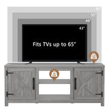 147cm Grey TV Stand with Closed Storage, Storage Cabinet with Adjustable Shelves, Fits Up to 65" TVs