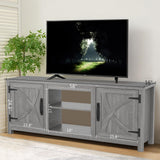 147cm Grey TV Stand with Closed Storage, Storage Cabinet with Adjustable Shelves, Fits Up to 65" TVs