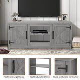 147cm Grey TV Stand with Closed Storage, Storage Cabinet with Adjustable Shelves, Fits Up to 65" TVs