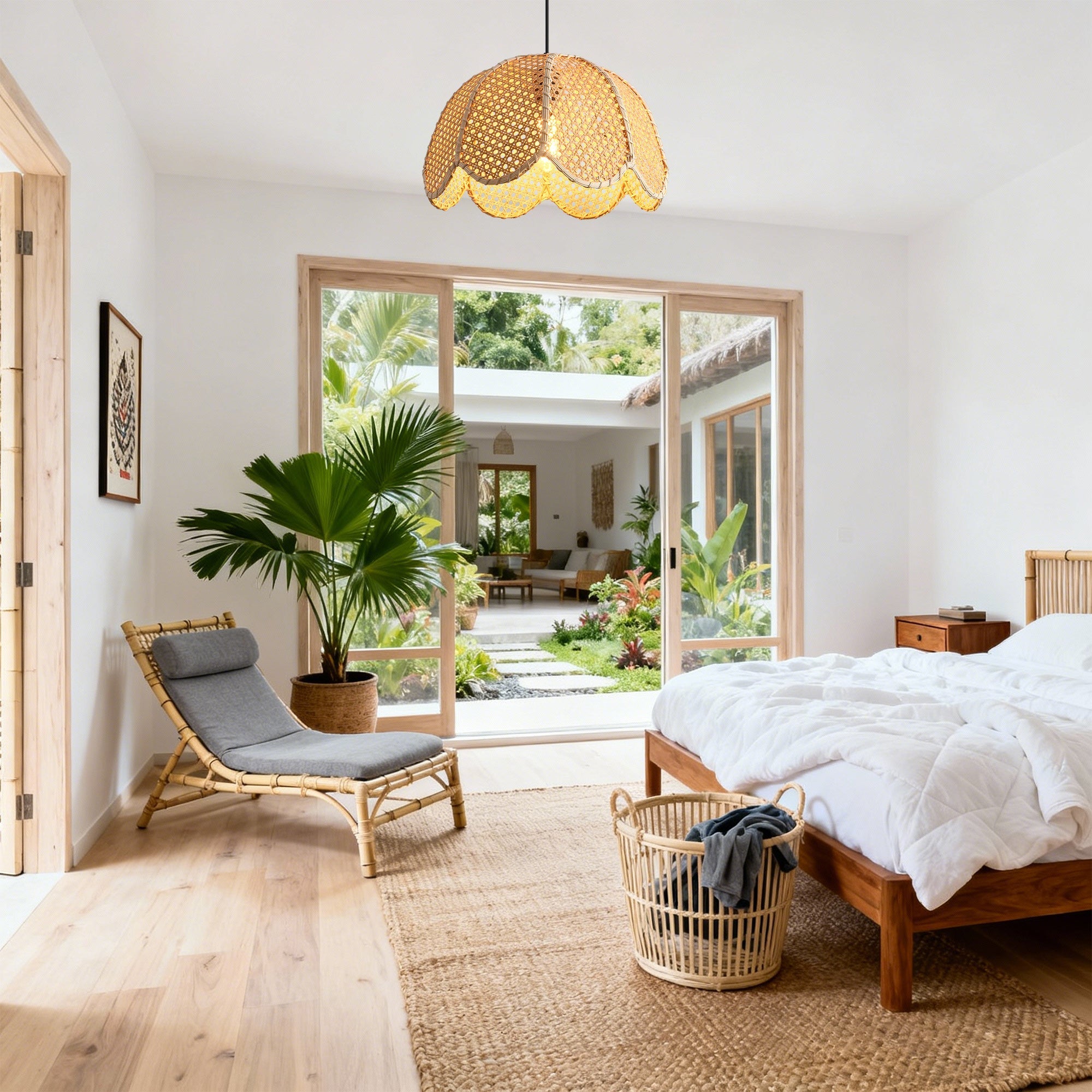Natural Textured Lotus Rattan Pendant Light Ø40cm