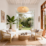 Modern Sleek Oval Bamboo Pendant Light Ø55cm