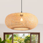 Modern Sleek Oval Bamboo Pendant Light Ø55cm