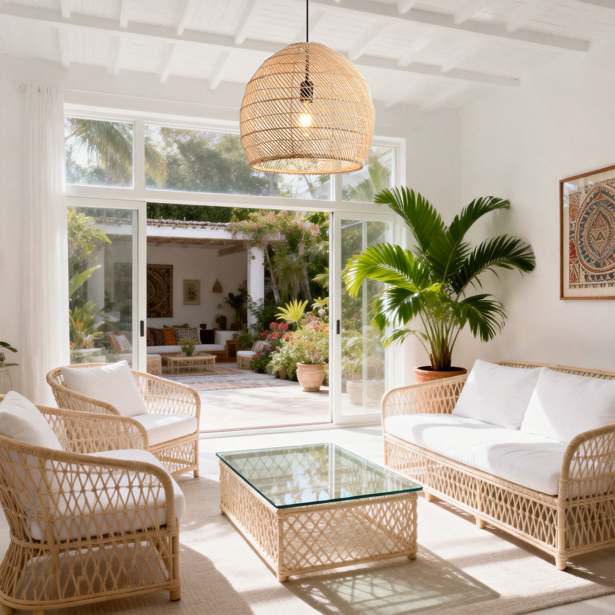Earthy Minimalist Weave Rattan Pendant Light Ø40cm
