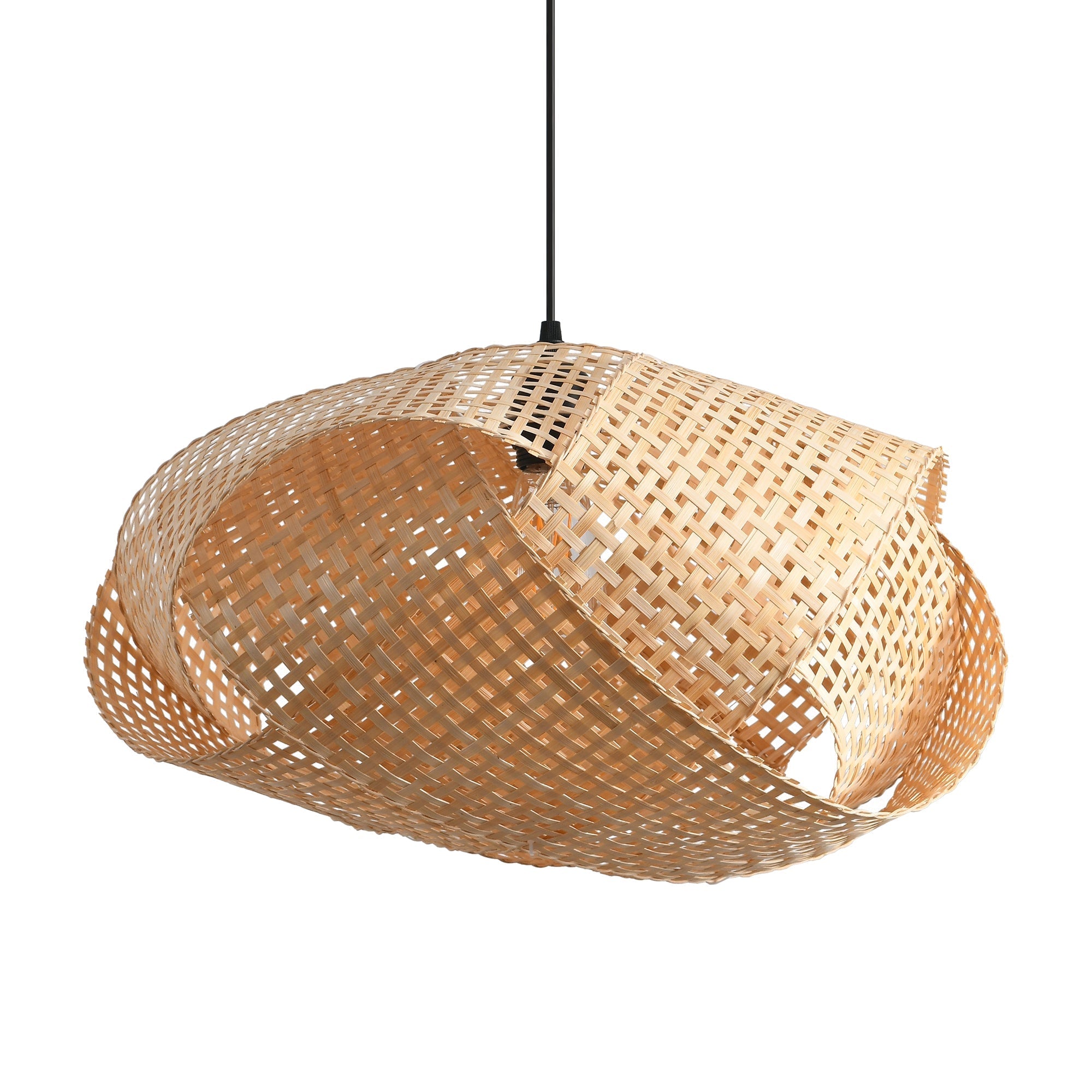 Earthy Wabi-Sabi Wave Bamboo Pendant Light Ø50cm