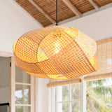 Earthy Wabi-Sabi Wave Bamboo Pendant Light Ø50cm