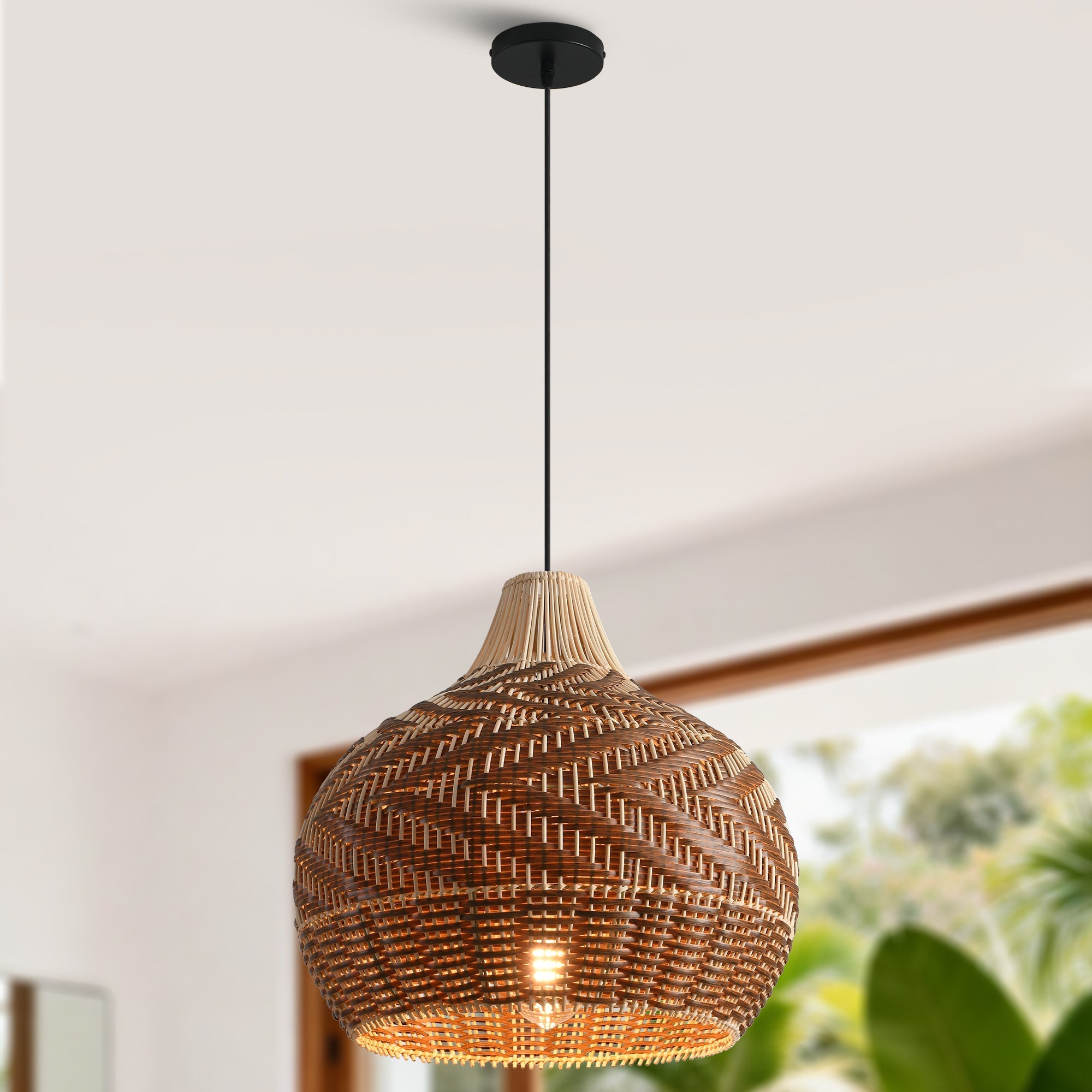 Bohemian Rattan Teardrop Pendant Light Ø48cm