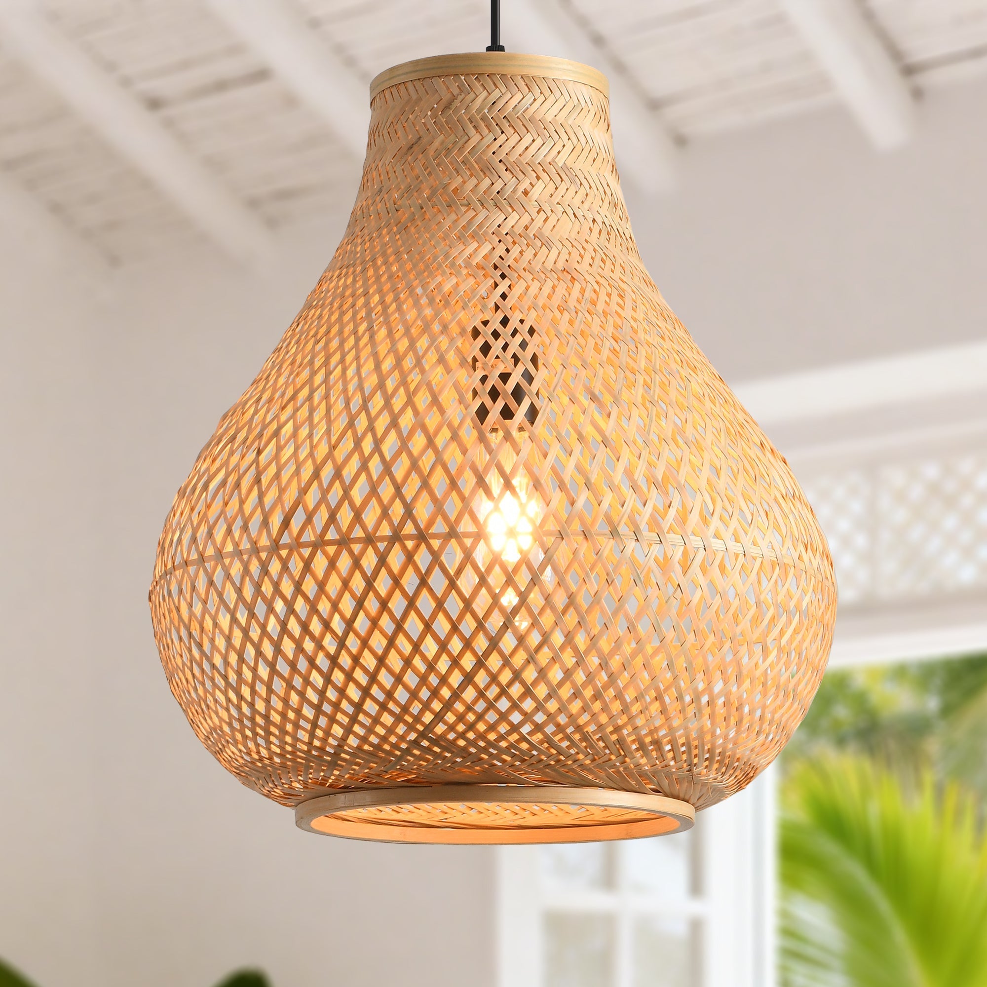Nordic Minimal Teardrop Bamboo Pendant Light Ø38cm
