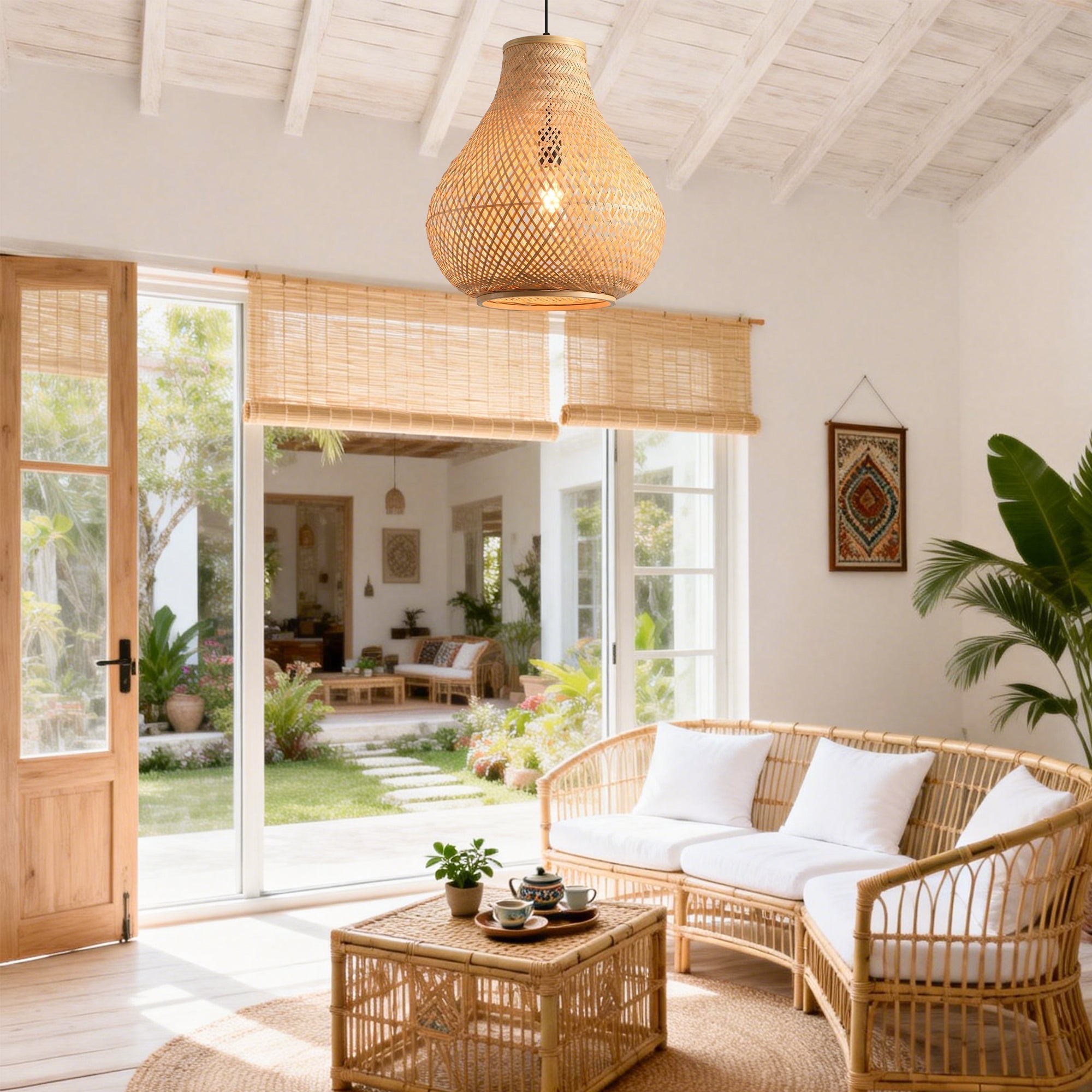 Nordic Minimal Teardrop Bamboo Pendant Light Ø38cm