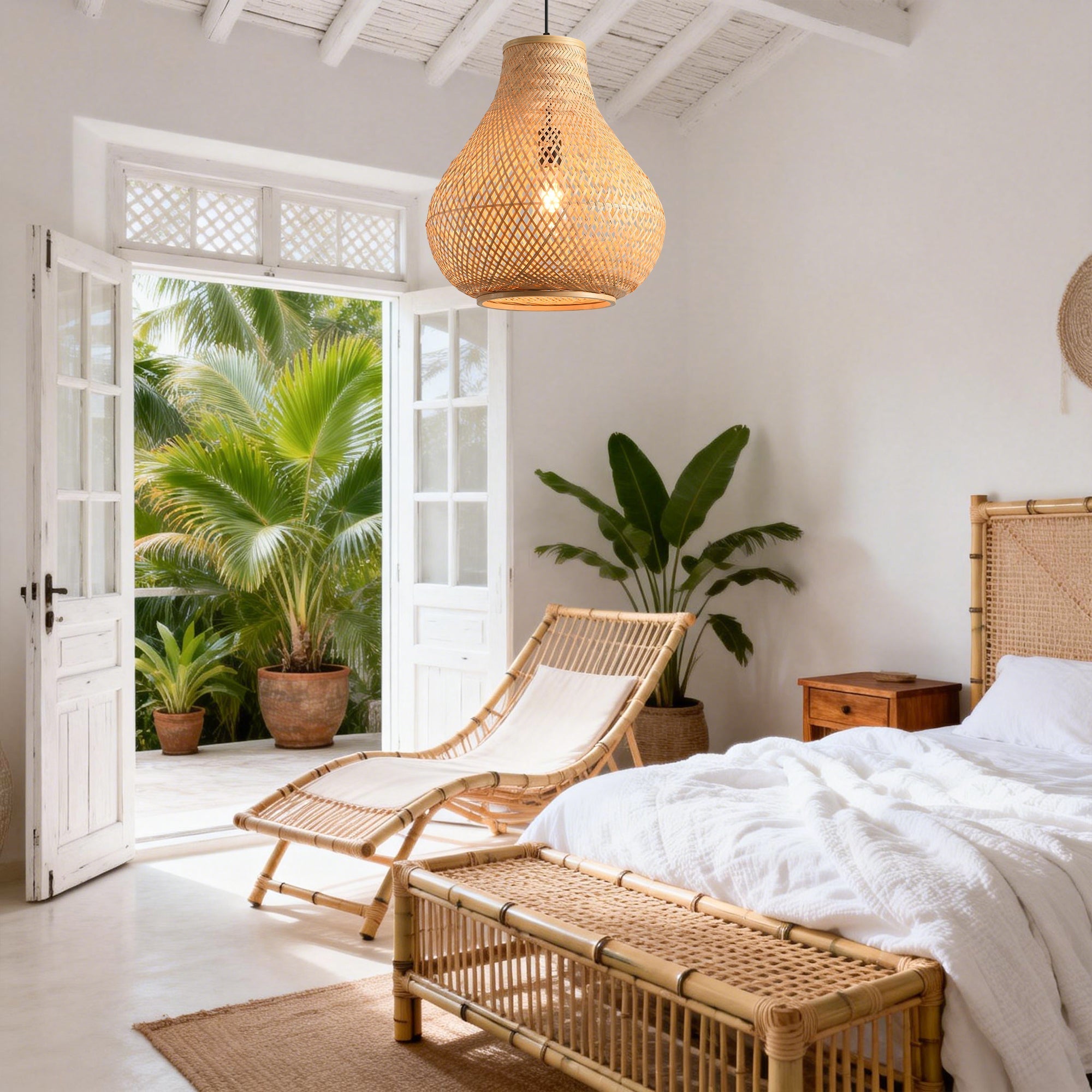 Nordic Minimal Teardrop Bamboo Pendant Light Ø38cm