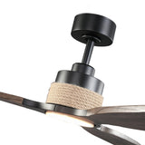 Louise Matte Black Ceiling Fan Ø142 cm with LED Light and 100% Solid Wood Blades