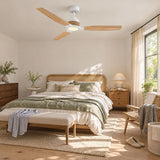 Louise White/Naturholz-Deckenventilator Ø142 cm mit 100 % Massivholzflügeln