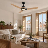 Louise Black/Naturholz-Deckenventilator Ø142 cm mit 100 % Massivholzflügeln