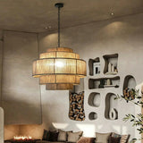 Wabi-Sabi Wohnzimmer-Hängeleuchte aus Hanfseil 