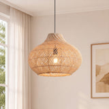 Japandi rotan hanglamp met een diameter van 35 cm 
